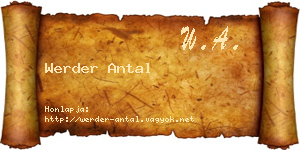 Werder Antal névjegykártya